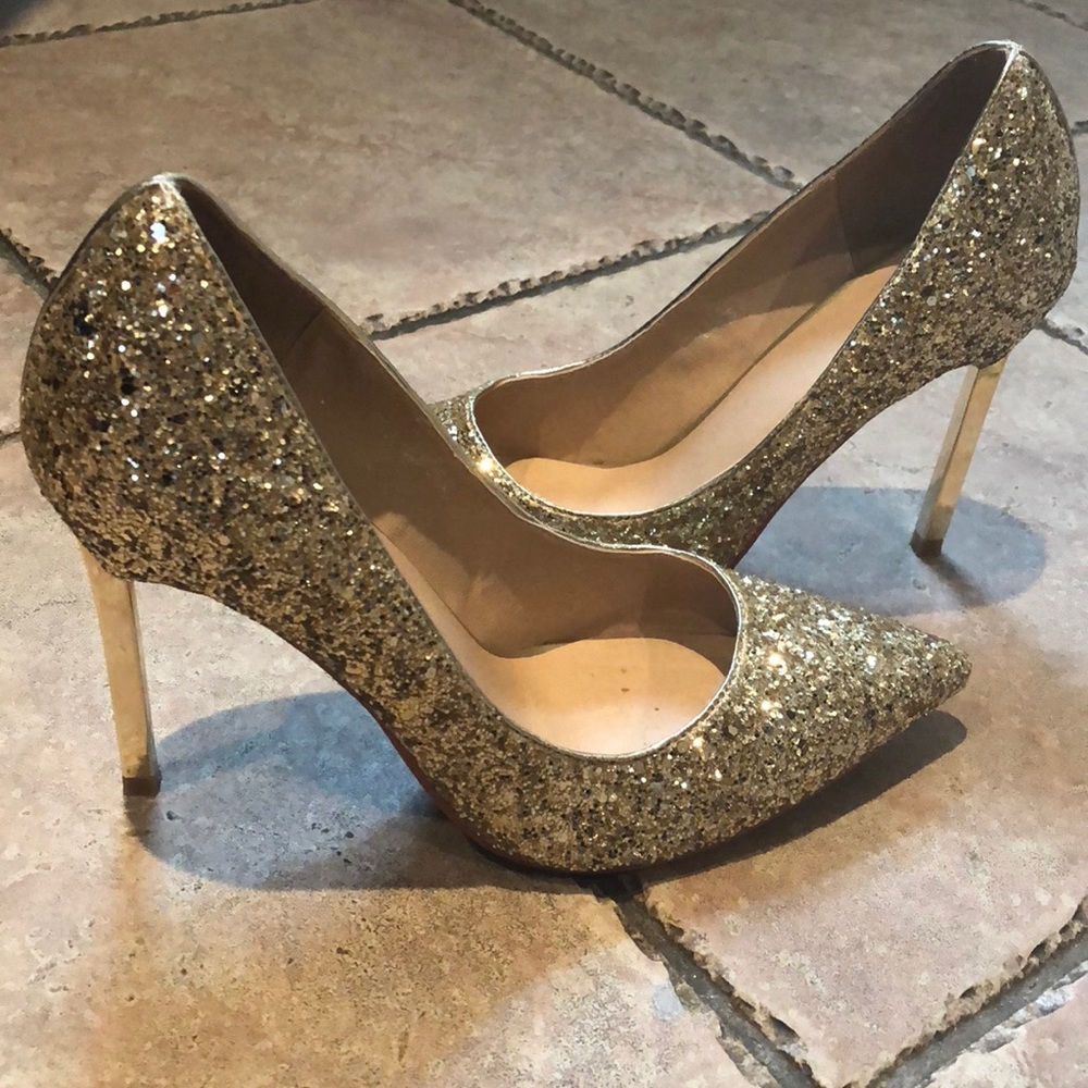 Gold high heels